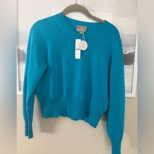 NWT J. Crew Vibrant Blue Shrunken Crew Cashmere Sweater - size small
